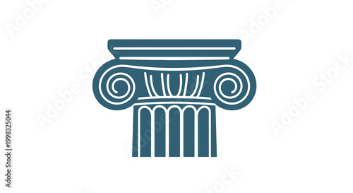 Ionic column capital illustration, architectural element, minimalist background, design asset