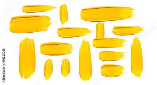 Abstract yellow brush strokes creating a vibrant and dynamic composition