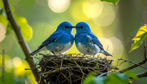 Two blue birds in a nest (1)