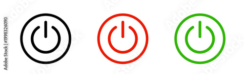 Power button off and on outline glyph represents the action of starting or stopping electronic devices, isolated on a clean white background.