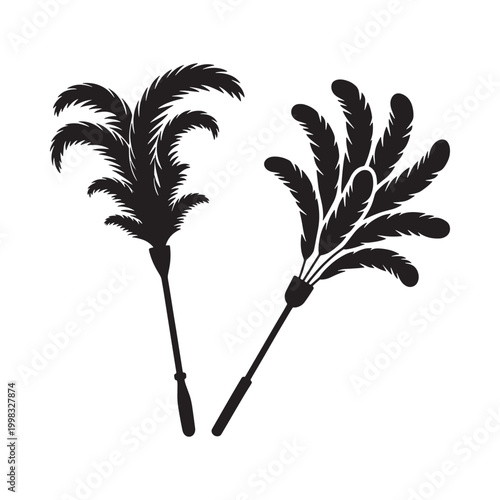 feather duster silhouette on white background high quality