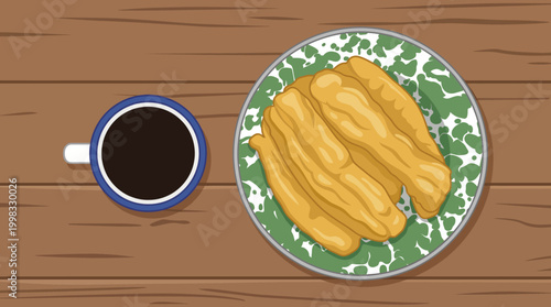 Authentic Indonesian Cakwe (Chinese Cruller) - Traditional Savory Fried Dough Breadsticks served on a Vintage Plate