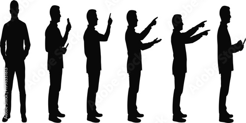 Silhouette progression a man's dynamic poses illustrating movement and gesture variations