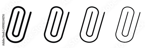 Black Paper clip icon. Simple outline style. Paperclip, attach, document clip, staple, fastener, page clamp, office concept. Thin line symbol. white background, EPS10  