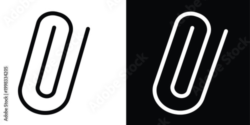 black paper Clip icons set vectors black and colored style, white background, EPS10 