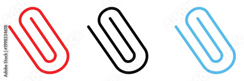  red and black Paper clip icons set. Flat, color, pin button design, paper clip icon set. white background, EPS10