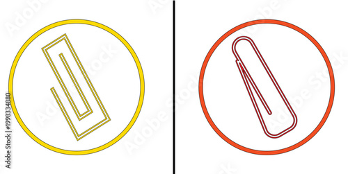  red and black Paper clip icons set. Flat, color, pin button design, paper clip icon set. white background, EPS10