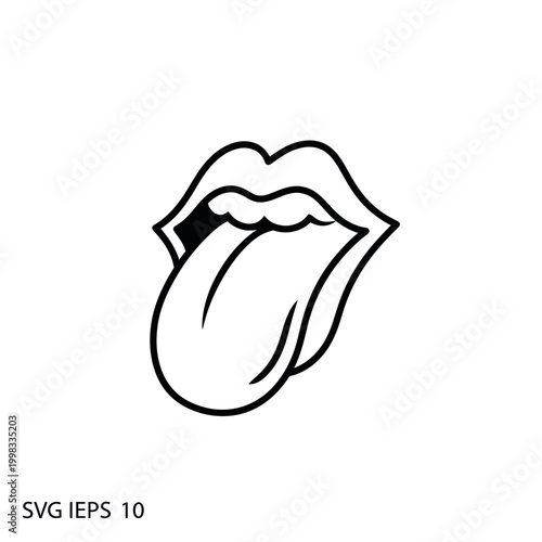 Open Mouth with Tongue Sticking Out, Outline Style