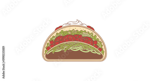 Delicious Taco with Fresh Ingredients, Traditional Mexican Food