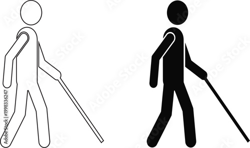 Two stick figures with canes a visual representation of assistance and mobility support