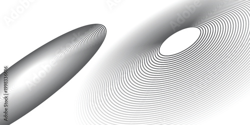 Simple black radial circle set. Sonar or sound wave ring collection. Halftone and linear epicentre, target, radar icon concept. eps10