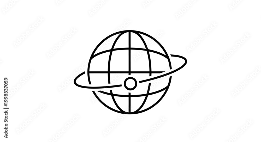 Fototapeta premium Global Network Orbit Sphere Line Icon Vector Illustration