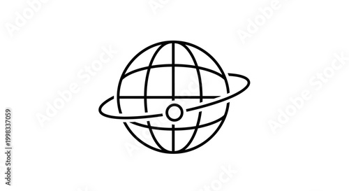 Global Network Orbit Sphere Line Icon Vector Illustration