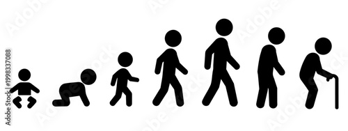 Human Life Stages Icon Set Monochrome (Baby to Elderly Growth Process Pictogram)


人生の成長過程ピクトグラムセット（赤ちゃんから高齢者まで・モノクロアイコン）