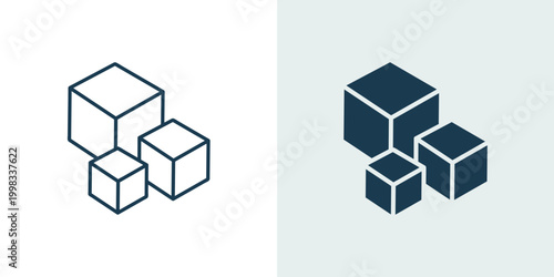 Sugar cube icon set in line and solid style vector illustration for kitchen and cafe design