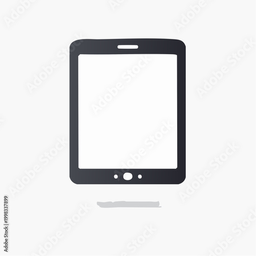 Hand-drawn style digital tablet icon with a blank screen, representing modern technology and communication devices for various applications and interactive content
