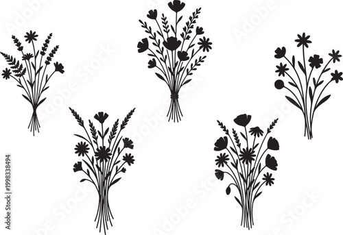  wildflower bouquet in vector.