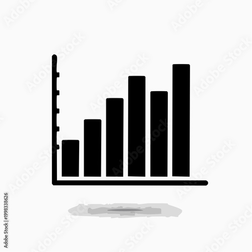 A simple black and white icon representing a bar graph displaying upward trending data, signifying growth and positive progress