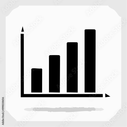 A black and white graphic of a bar chart showing upward trend with a subtle shadow underneath, symbolizing growth and progress