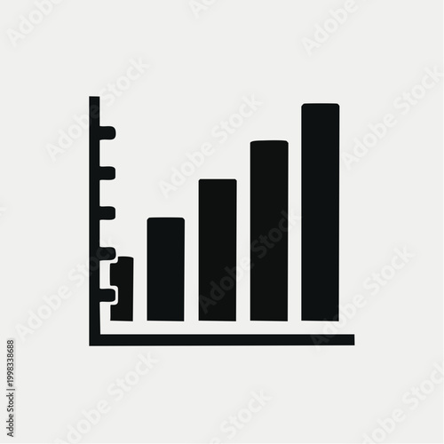 Black bar chart icon illustrating data analysis, business growth, financial progress, and statistical trends. A graphic representation of increasing values and positive development