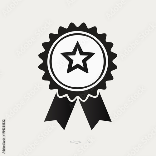 Award ribbon with star inside a circle, a symbol of excellence and achievement, representing recognition and success in various endeavors