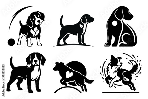Clean Dog Profile Silhouette Logo Collection