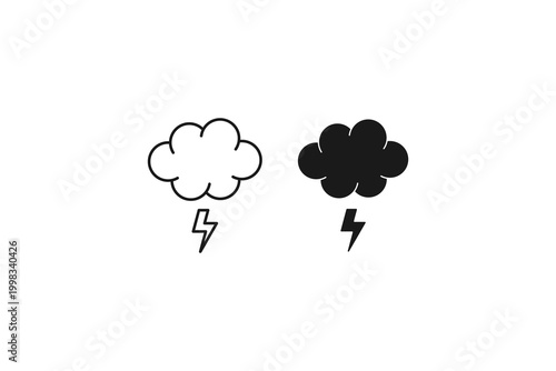 cloud and lightning icons outline and solid