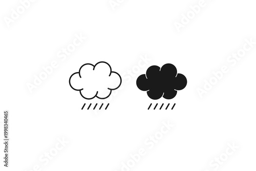 outline and solid cloud and rain icons