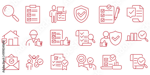 Inspection icon set. Editable line icons. Vector illustration.