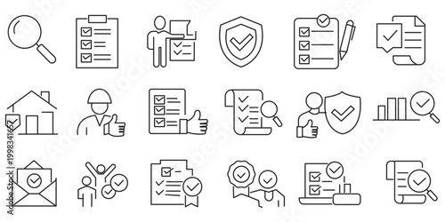 Inspection icon set. Editable line icons. Vector illustration.