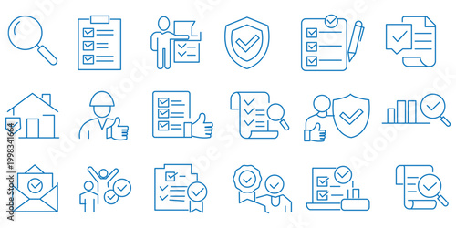Inspection icon set. Editable line icons. Vector illustration.