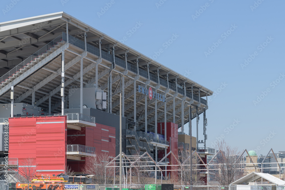 Fototapeta premium east elevation of BMO Field, a stadium, located at 170 Princes' Blvd, Exhibition Place, Toronto