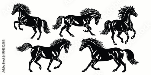Elegant black horses a collection of artistic silhouettes