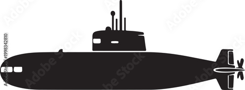 Submarine silhouette on white background modern elegant stylish clean