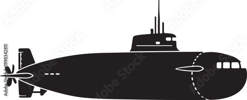 Submarine silhouette on white background modern elegant stylish clean
