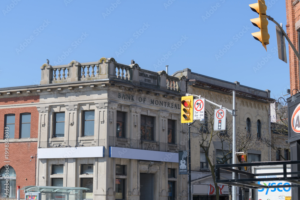 Fototapeta premium exterior of BMO Bank of Montreal, 2859 Dundas St W, originally Bank of British North America, designed by Ellis & Connery, 1907, The Junction, Toronto