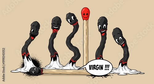 Matchstick men, cartoon illustration, humorous icons, vector graphics