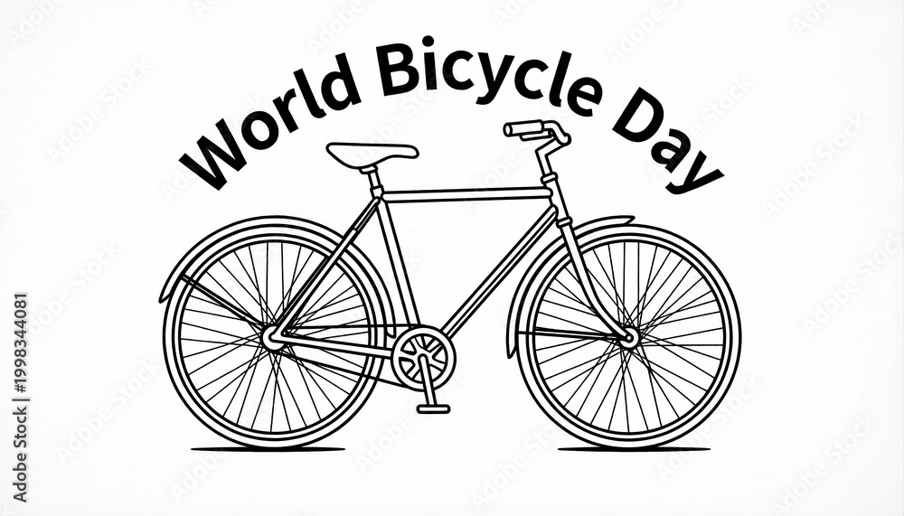Naklejka premium World Bicycle Day vector illustration with bicycle outline