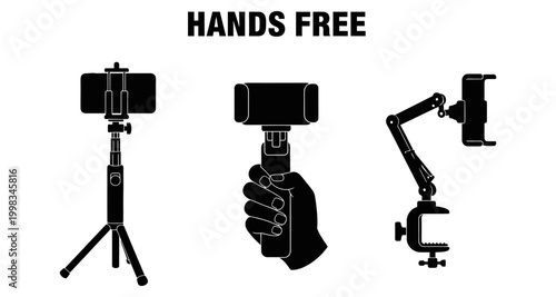 Smartphone Mounts for Hands Free Operation Vector Silhouette