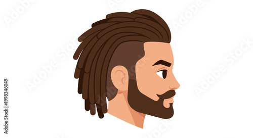 Man with Dreadlocks and Beard Profile Illustration