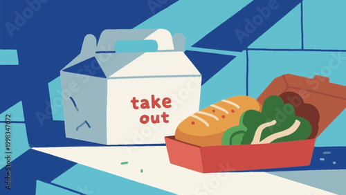 Healthy bento lunch box with balanced meal flat vector illustration