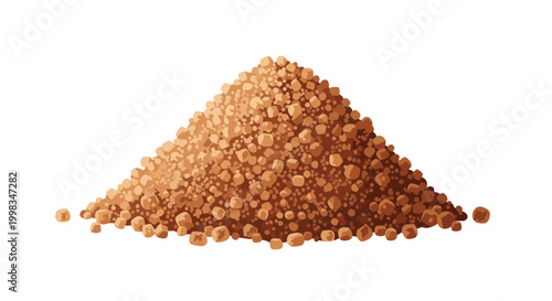 Heap of Brown Sugar Granules or Coarse Sand Vector Illustration Isolated on White Background