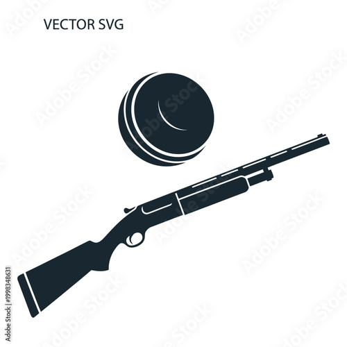 Clay Pigeon Shooting Silhouette - Shotgun and Target