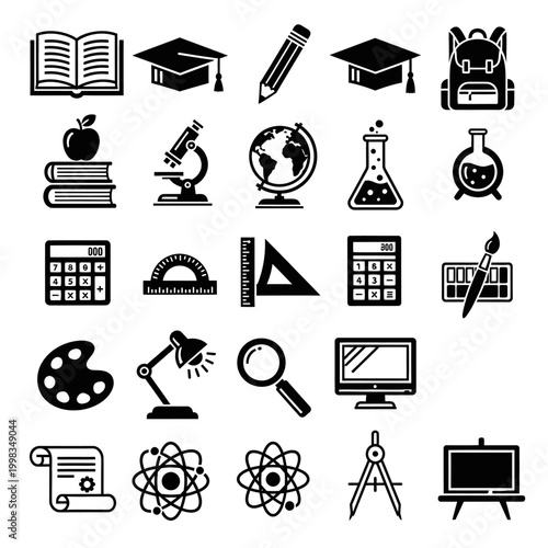 Seamless Education and School Icons Pattern with Halftone Texture