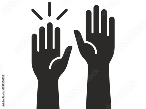 Raised Hands Silhouette Vector Icon for Education, Volunteering, and Voting Concepts