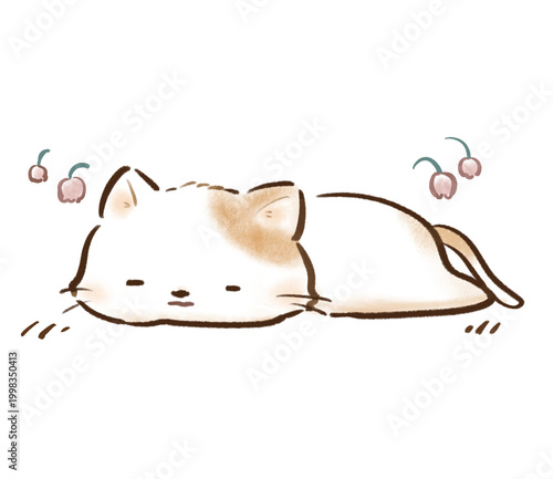 Tableau sur toile 疲れ果てて寝そべる猫 Tired cat lying flat on the floor