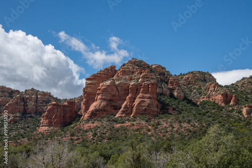Vibrant Red Rock Formation Under a Deep Blue Arizona Sky in Sedona