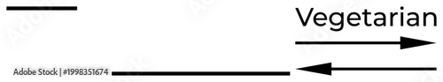 Diet habits, food choices, lifestyle, veganism, messaging, minimalism. Black arrows pointing towards the word vegetarian on a white background. Diet habits and food choices concept