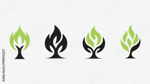 Flame Logo Set – Fire, Energy and Eco Power Symbol Collection