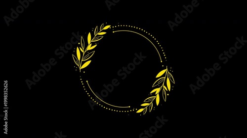 Elegant Wedding Flower Wreath Animated Title Frame Alpha Channel
